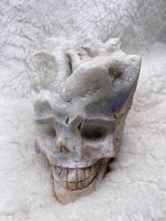 Angel Aura Druzy Quartz Skull