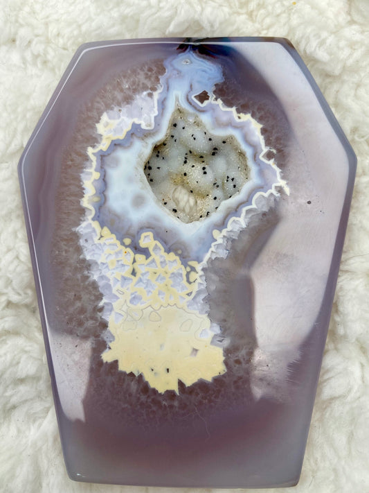 Agate Coffin with Druzy