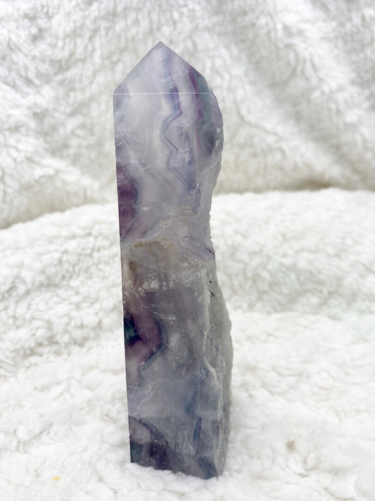 Fluorite Tower with Raw Side