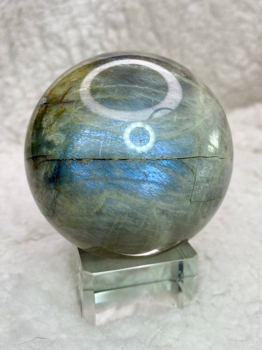 Moonstone Sphere with Blue Flash