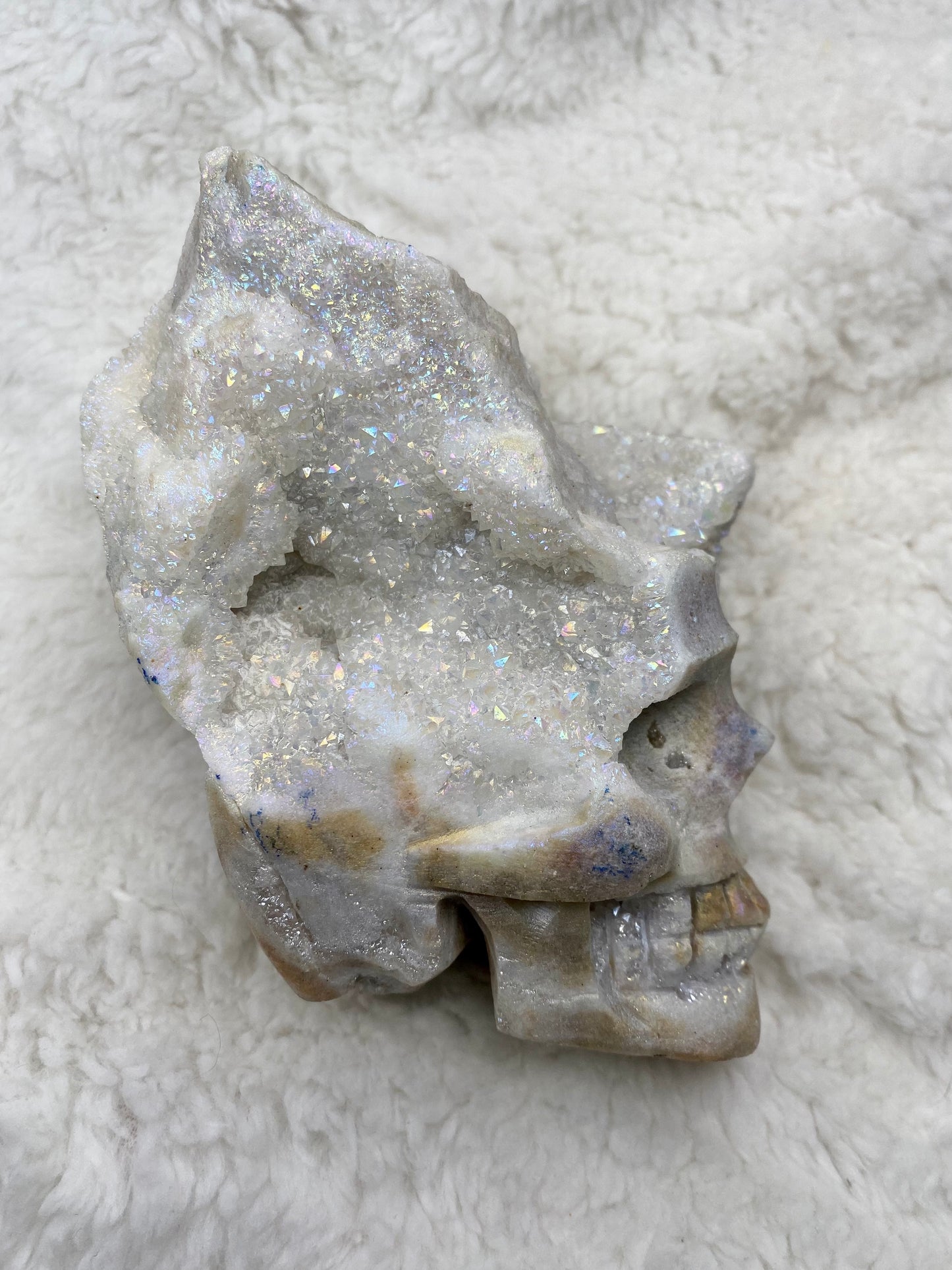 Angel Aura Druzy Quartz Skull