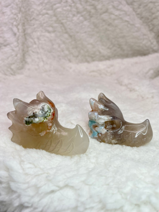 Flower Agate Small Dragon Head