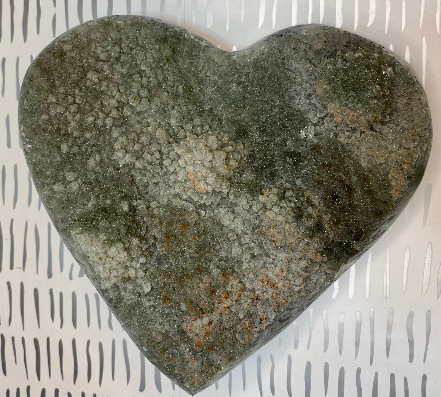 Large Prasiolite Geode Heart (Green Amethyst)