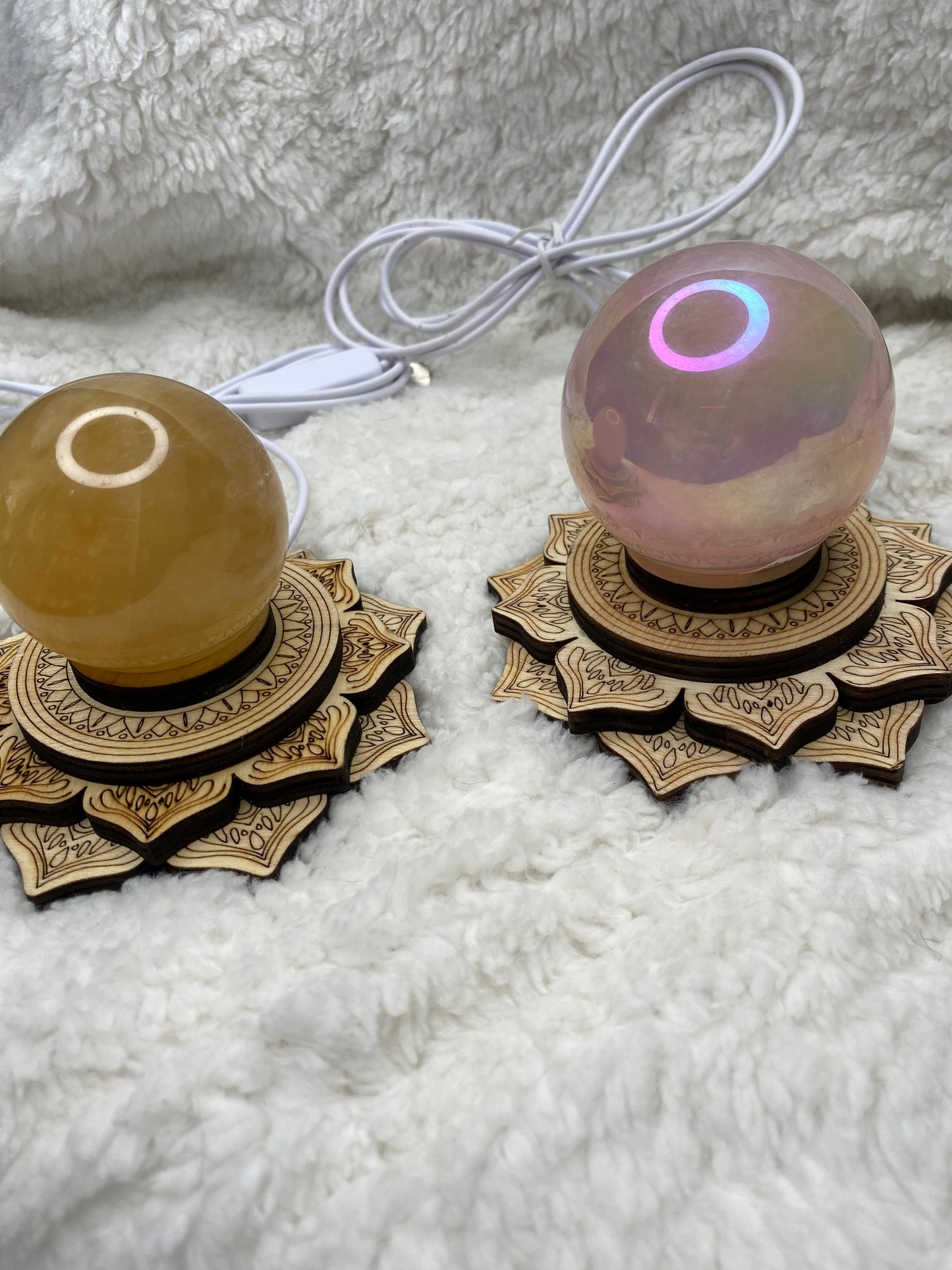 Wooden Lotus Sphere Stand