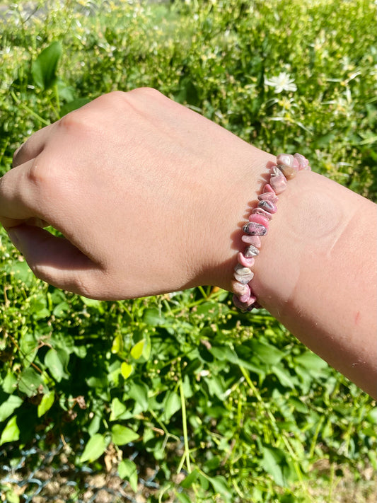 Rhodochrosite Chip Bracelet