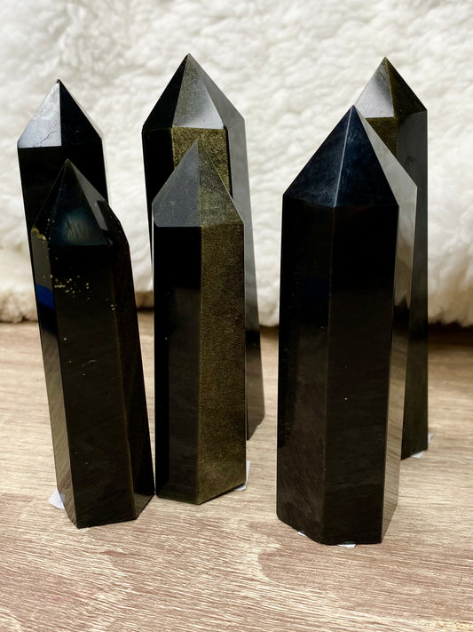 Golden Sheen Obsidian Points