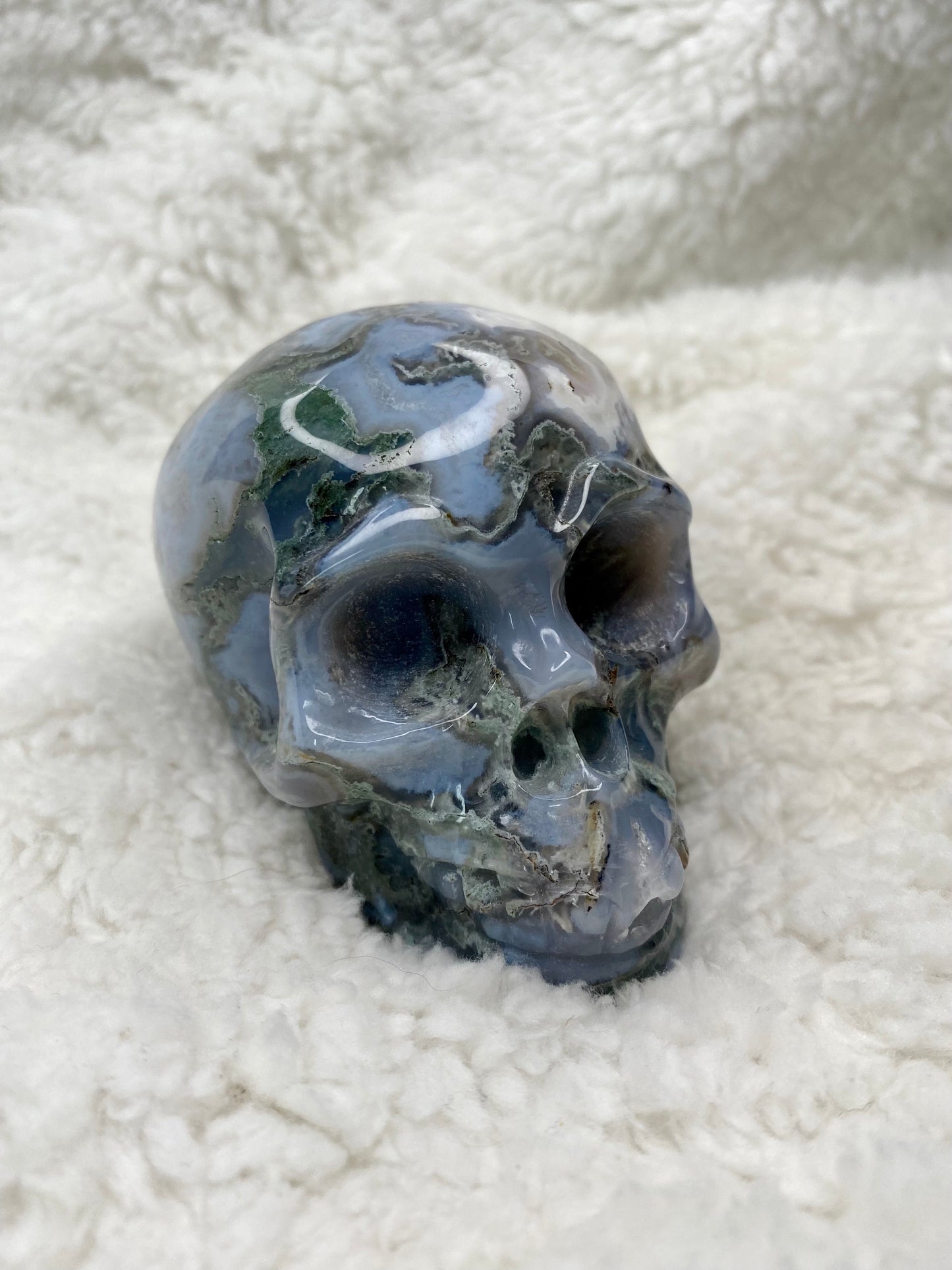 Moss Agate Skull