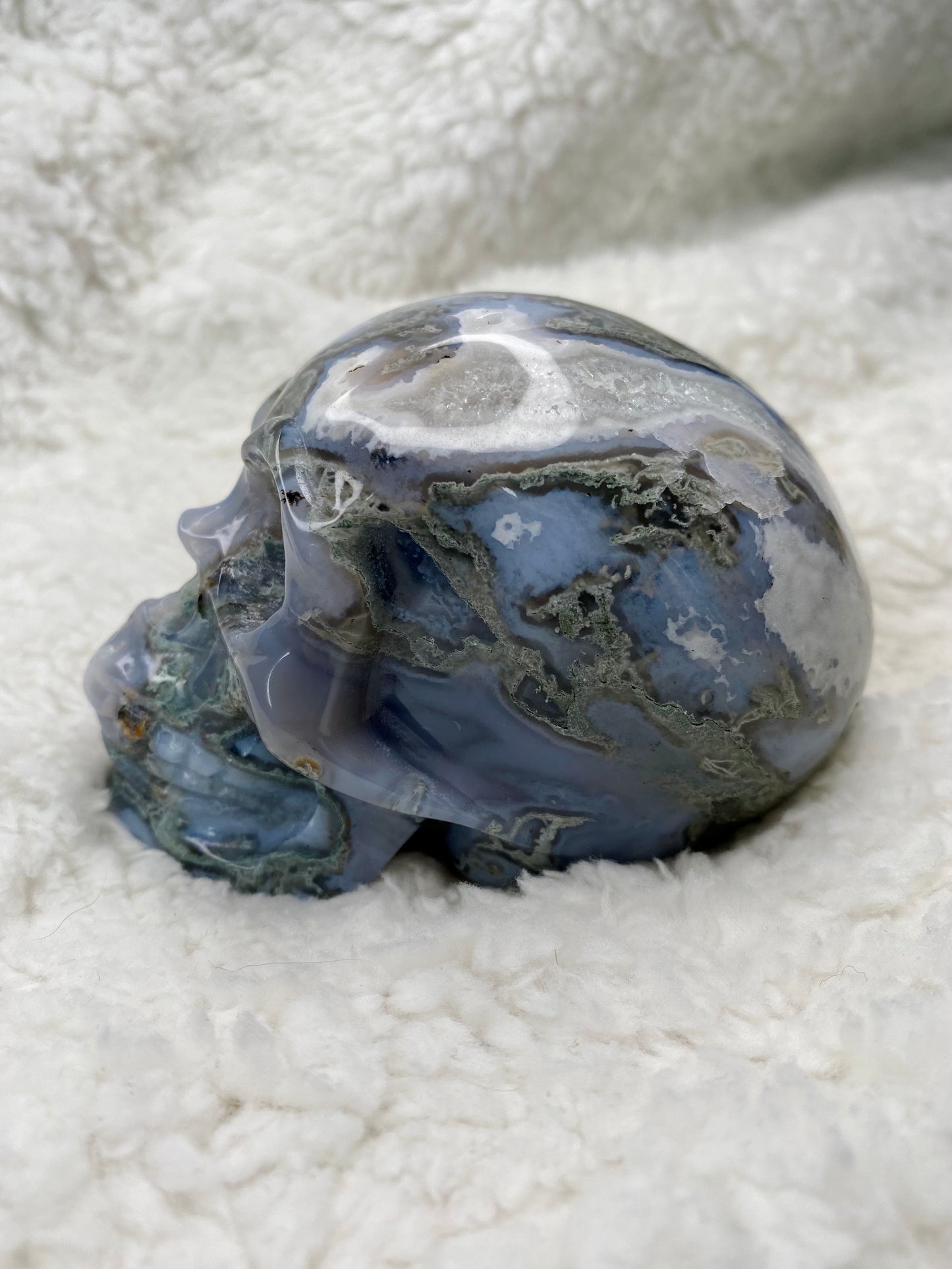 Moss Agate Skull