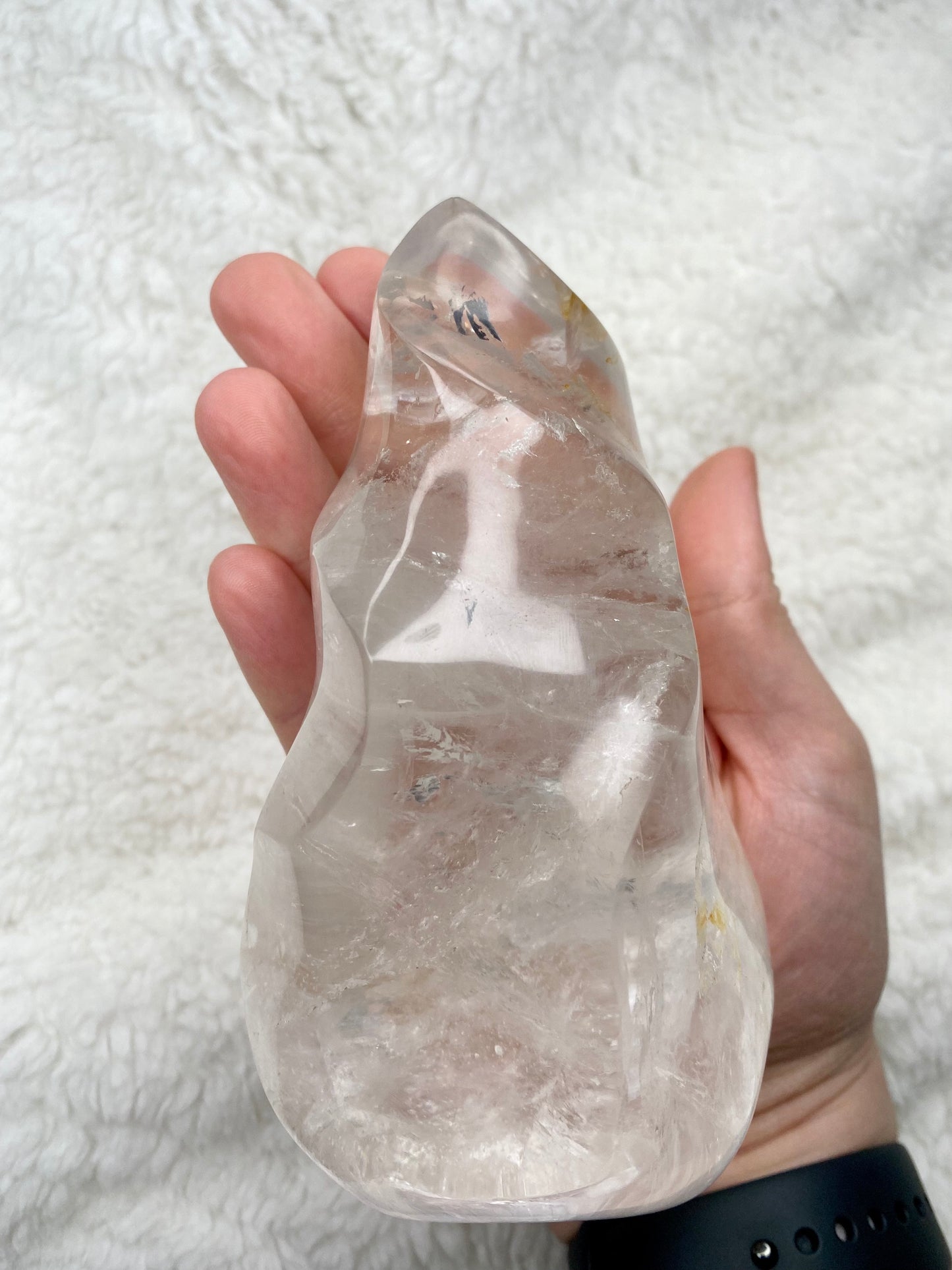 Clear Quartz Flame with Golden Healer Inclusions